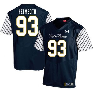 Notre Dame Fighting Irish Men's Zane Heemsoth #93 Navy Under Armour Alternate Authentic Stitched College NCAA Football Jersey UIK4399DD